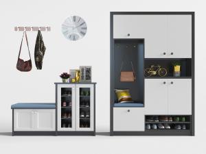 现代带卡座的玄关柜、鞋柜和钟表