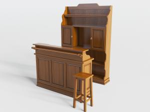 简欧吧台、吧凳、酒柜