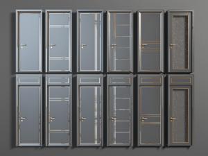 新中式镶嵌金边的平开门