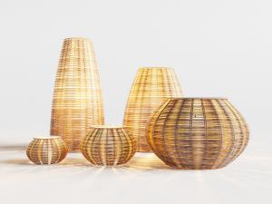 东南亚藤编台灯、编筐灯