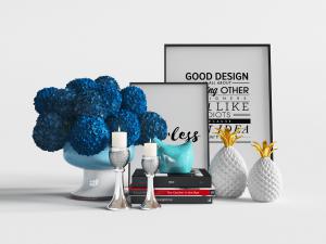 欧式陶瓷花瓶花卉、烛台和书籍饰品摆件