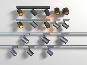 现代灰色、黑色轨道灯、筒灯