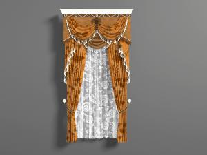 欧式窗帘纱帘3d模型 欧式窗帘纱帘