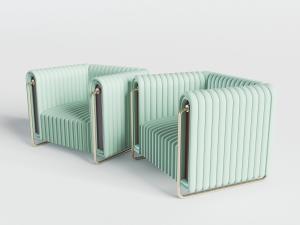 现代条纹软包单人沙发3d模型 现代条纹软包单人沙发