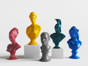 欧式彩色人物半身雕像