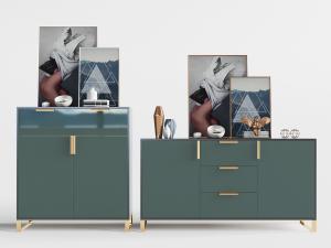 现代墨绿色鞋柜和玄关柜