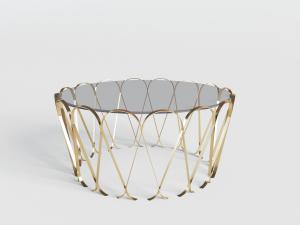 现代轻奢金属支架玻璃台面的圆形茶几3d模型 现代轻奢金属支架玻璃台面的圆形茶几