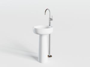 北欧落地水龙头、圆塔洗手盆