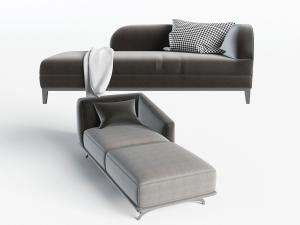 现代灰色美人榻贵妃椅