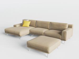 现代转角多人沙发、沙发凳3d模型 现代转角多人沙发、沙发凳