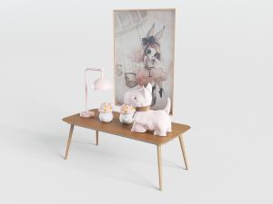 北欧儿童书桌3d模型 北欧儿童书桌