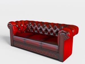 美式皮革皮纹多人沙发3d模型 美式皮革皮纹多人沙发