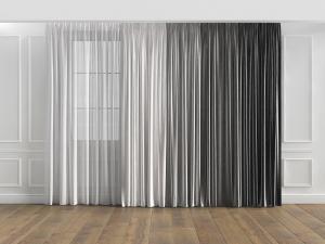 现代渐变灰色窗帘3d模型 现代渐变灰色窗帘