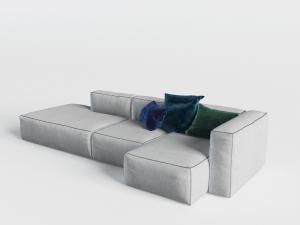 新中式灰色块状转角布艺多人沙发3d模型 新中式灰色块状转角布艺多人沙发