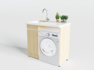 滚筒洗衣机、阳台柜、水龙头