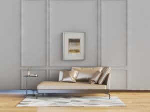 现代泛着珠光的金色贵妃椅