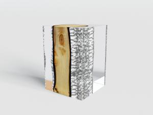 现代装饰有树桩的方形茶几3d模型 现代装饰有树桩的方形茶几