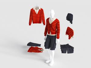 男士模特、上衣、短裤衣服3d模型 男士模特、上衣、短裤衣服