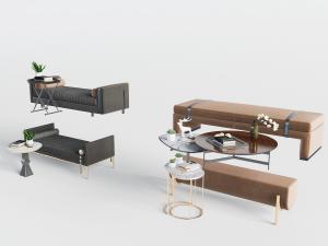 现代北欧皮革和布艺坐凳