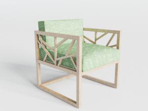 北欧原木单人沙发3d模型 北欧原木单人沙发