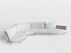 现代皮革支撑布艺坐垫曲线型多人沙发3d模型 现代皮革支撑布艺坐垫曲线型多人沙发