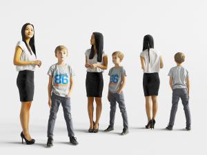 微笑观望的妈妈和孩子3d模型 微笑观望的妈妈和孩子