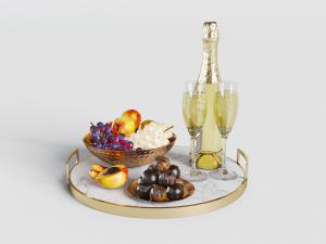 葡萄、栗子水果食物、酒杯酒盘