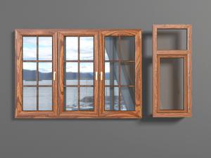 现代实木方格平开窗