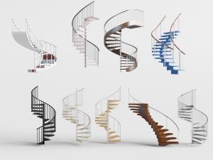 现代金属旋转楼梯3d模型 现代金属旋转楼梯