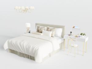 现代布艺双人床、梳妆化妆台