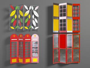 工业风树叶装饰的可折叠屏风