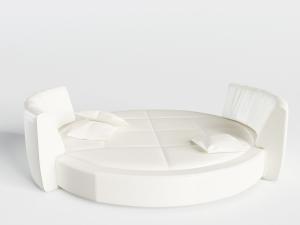 现代白色带靠背的圆床