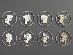 中式金属镂空皮影头像墙饰挂件