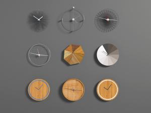 现代金属铁艺和实木钟表3d模型 现代金属铁艺和实木钟表