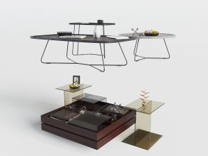 中式实木方形带茶具的茶几3d模型 中式实木方形带茶具的茶几