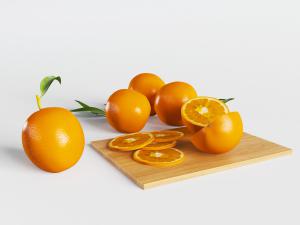 砧板上切片的橙子水果食物