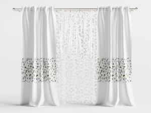 简欧带花卉图案的白色窗帘窗纱3d模型 简欧带花卉图案的白色窗帘窗纱