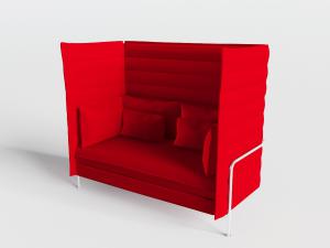 现代红色铁艺高背双人沙发3d模型 现代红色铁艺高背双人沙发