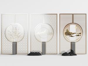 中式金属隔断3d模型 中式金属隔断
