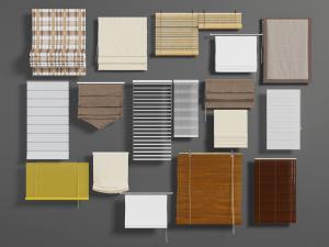 中式现代布艺卷帘、竹帘3d模型 中式现代布艺卷帘、竹帘