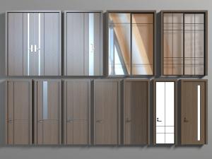 现代实木双扇平开门、玻璃推拉门