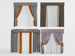 新中式拼接撞色窗帘窗纱3d模型 新中式拼接撞色窗帘窗纱