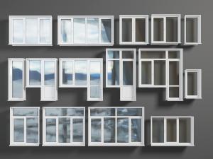 现代白色边框的平开窗推拉窗