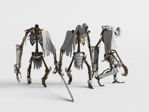 动漫游戏拿着剑的人体骨骼