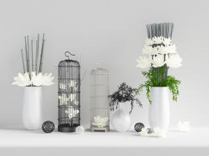 中式白色陶瓷花瓶花卉、饰品摆件