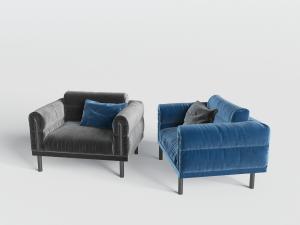 现代布艺单人沙发3d模型 现代布艺单人沙发