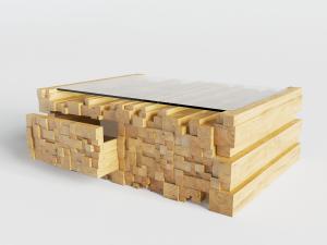 工业风实木条拼接叠放的茶几3d模型 工业风实木条拼接叠放的茶几