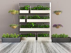 现代阳台露台植物墙、盆栽植物