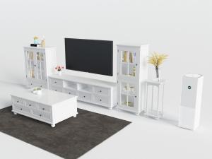 简欧白色电视柜、茶几和装饰柜