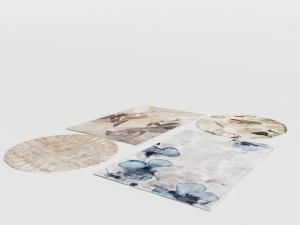 现代长方形圆形地毯3d模型 现代长方形圆形地毯